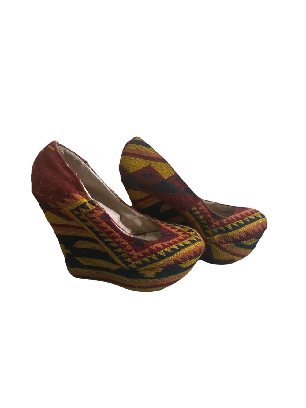 Steve Madden Pammyy Bohemian Aztec Womens Y2K Platform Wedge Heels Size 7 M